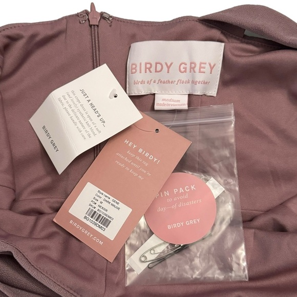 Birdy Grey Gene Dress Dark Mauve Halter Maxi Floor Length Slit Lined Medium - Picture 3 of 12